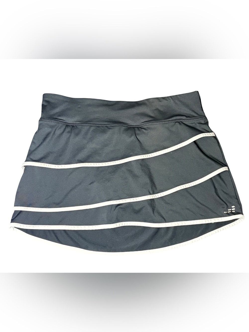 BCG Women’s M Black Athletic Skort Skirt White Stripe Running Tennis Activewear